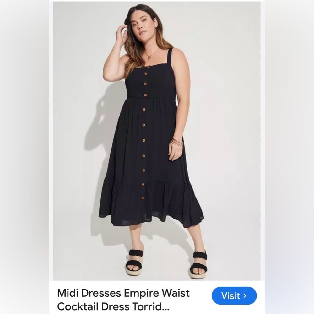 Torrid Black Midi Chiffon Dress. Size 2